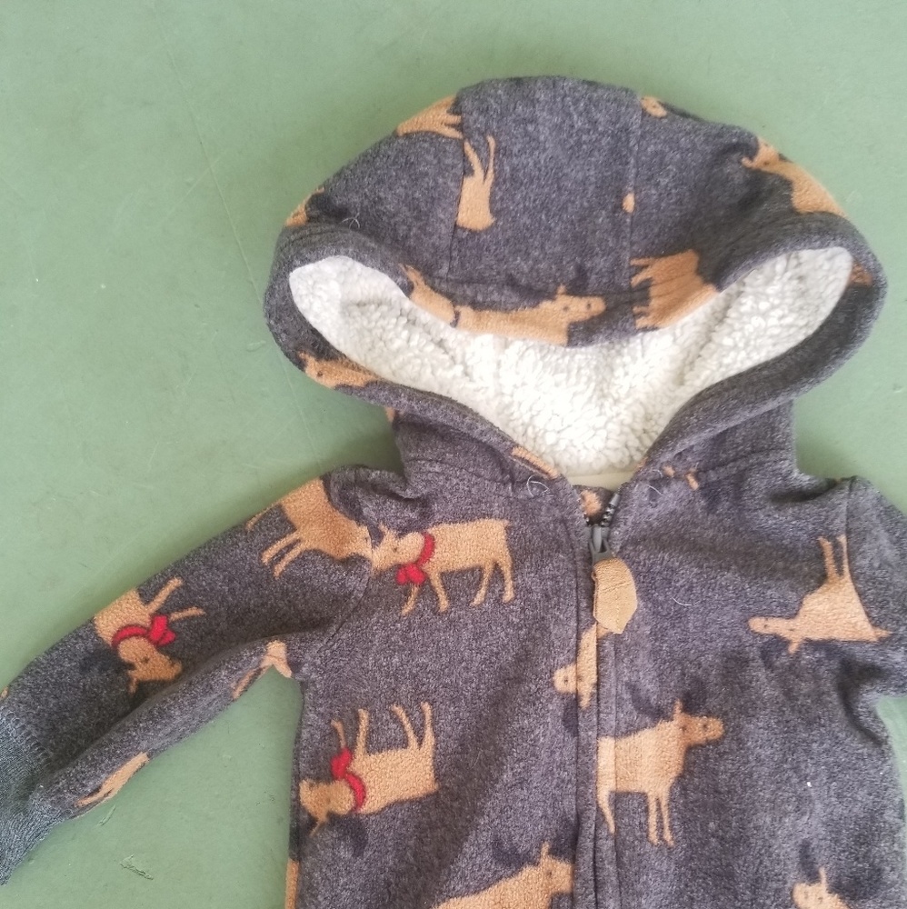 NWT Carters Moose Fleece Onsie with Hood